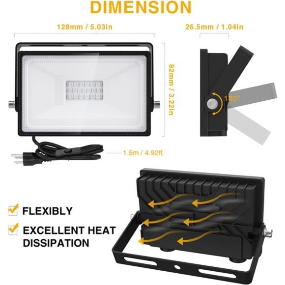 4 Pack 20W LED Black Lights, Blacklight Flood Light with Plug and Switch - Picture 3 of 6